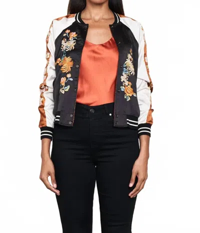 Paparazzi Reversible Satin Rust Print Jacket In Black Combo