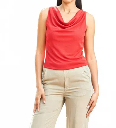 Paparazzi Rib Knit Cowl Neck Solid Tank Top In Red