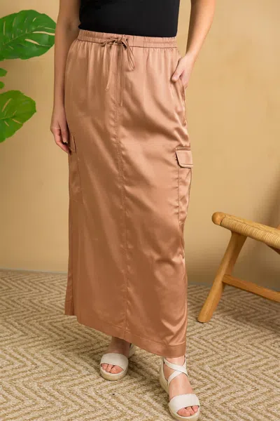 Paparazzi Satin Cargo Skirt In Khaki In Brown