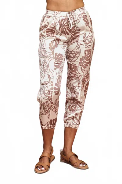 Paparazzi Satin Palm Print Jogger Pant In Brown