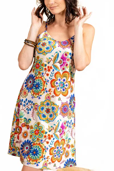 Paparazzi Satin Print Slip Dress In Floral In Multi