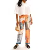 Paparazzi Satin Scarf Print Pull-on Pant In Orange