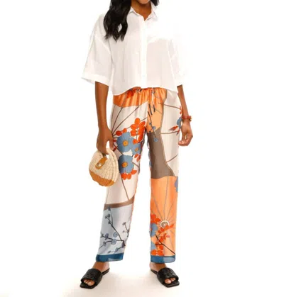 Paparazzi Satin Scarf Print Pull-on Pant In Orange