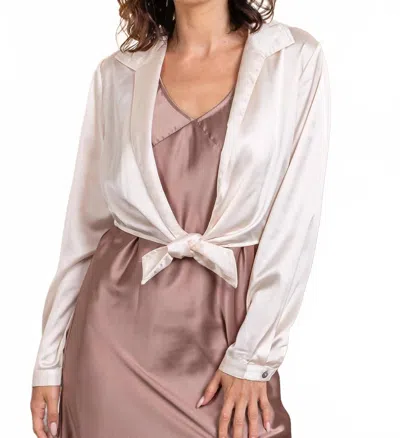 Paparazzi Solid Stretch Charmeuse Satin Top In Ivory In White