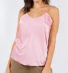 Paparazzi Solid Stretch Satin Camisole In Blush