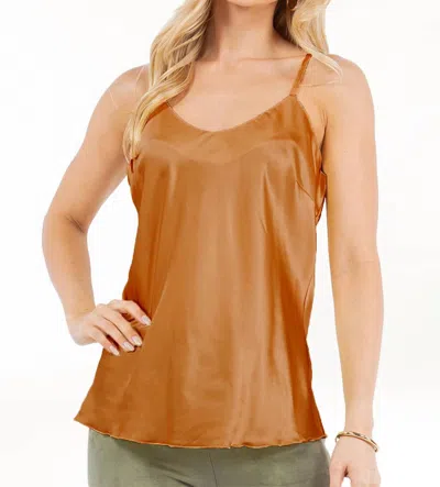 Paparazzi Solid Stretch Satin Camisole In Copper