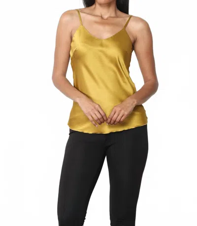 Paparazzi Solid Stretch Satin Camisole In Curry In Yellow