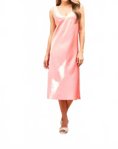 Paparazzi Stretch Satin Bias-cut Midi Dress In Guava In Pink