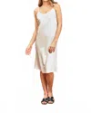 Paparazzi Stretch Satin Slip Dress In Ivory In White