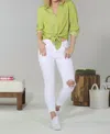 Paparazzi Tencel Button Front Shirt In Lime
