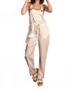 Paparazzi Tencel Slub Bib Front Overall In Khaki In Gold