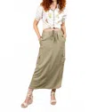 Paparazzi Tencel Slub Cargo Skirt In Sage In Green