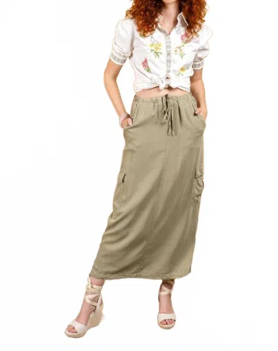 Paparazzi Tencel Slub Cargo Skirt In Sage In Green