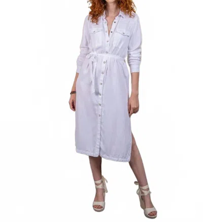 Paparazzi Tencel Slub Long Sleeve Shirt Dress In White