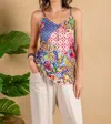 Paparazzi Vibrant Satin Print Camisole In Patchwork In Multi