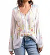Paparazzi Viscose Embroidered & Cutwork Button Front Blouse In White In White