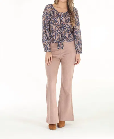 Paparazzi Voile Floral Peasant Blouse In Blue