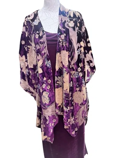 Paparazzi Women's Burnout Velvet Kimono In Purple