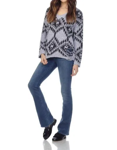 Paparazzi Women's Candice Popcorn Knit Diamond Print Sweater In Gray Black In Multi