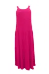 Paparazzi Women's Crinkle Crepe Solid Tiered Maxi Tank Dress In Fuchsia