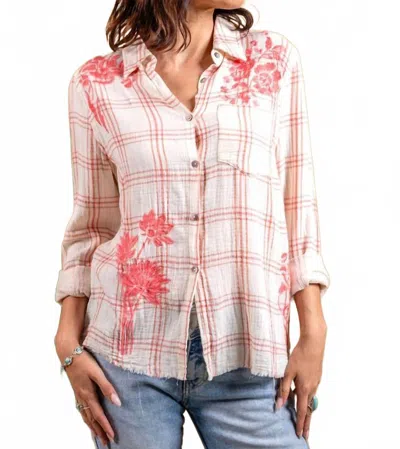 Paparazzi Women's Embroidered Shirt In Coral In Pink
