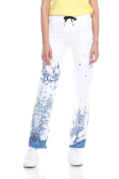 Paparazzi Women's French Terry Printed Zen Pant In White In Multi