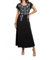 Paparazzi Women's Jersey Knit Embroidered Maxi Dress In Black In Black