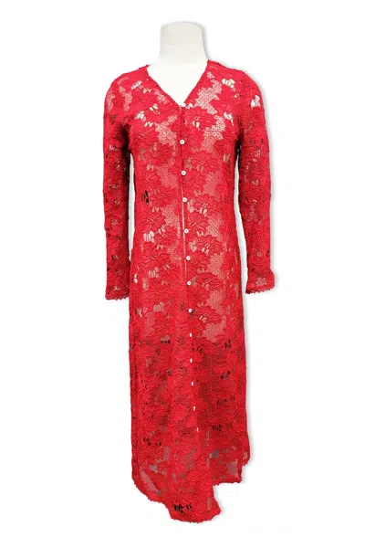 Paparazzi Women's Lace Maxi Duster In Red