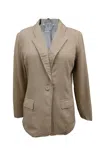 Paparazzi Women's Linen Blend Classic Lined Blazer In Khaki