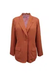 Paparazzi Women's Linen Blend Classic Lined Blazer In Rust