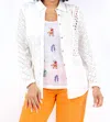 Paparazzi Woven Crepe Eyelet & Embroidered Shirt In White In White