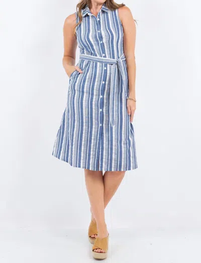 Paparazzi Woven Textured Yarn-dye Dress In Blue