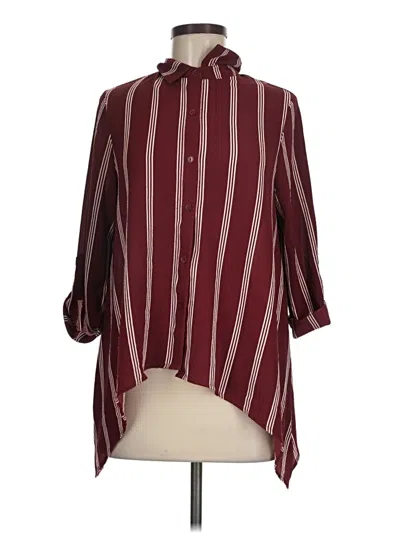 Pre-owned Papaya 3/4 Sleeve Blouse In Burgundy