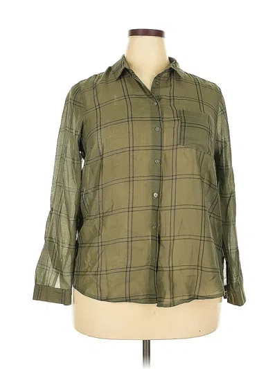Pre-owned Papaya 3/4 Sleeve Button Down Shirt In Green