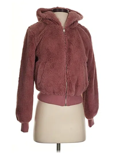 Pre-owned Papaya Faux Fur Jacket In Burgundy
