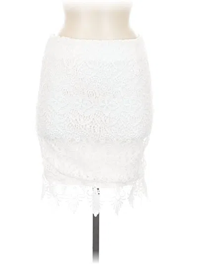 Pre-owned Papaya Formal Skirt In White