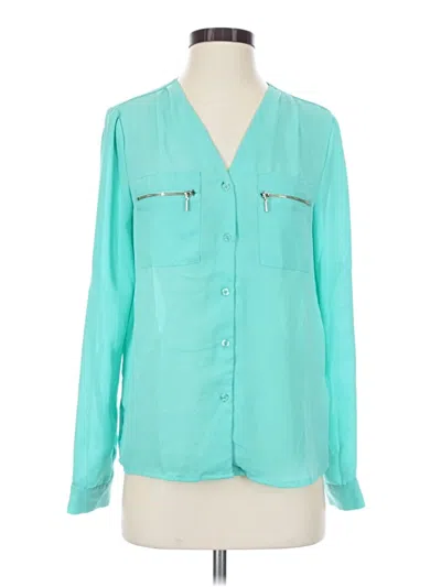 Pre-owned Papaya Long Sleeve Blouse In Teal
