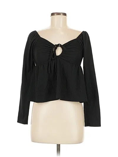 Pre-owned Papaya Long Sleeve Top Black Sweetheart Neckline Tops