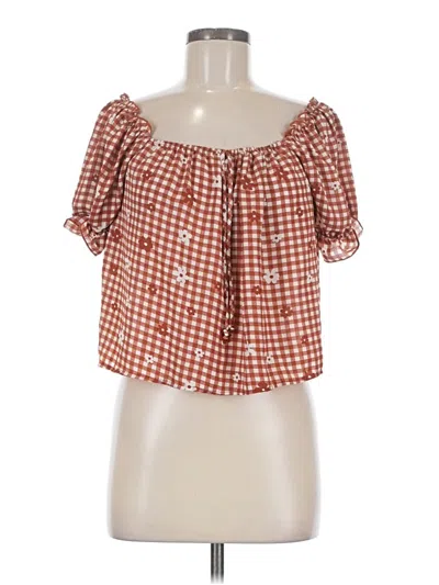 Pre-owned Papaya Short Sleeve Blouse In Brown