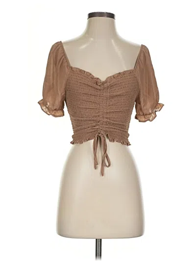 Pre-owned Papaya Short Sleeve Blouse In Brown