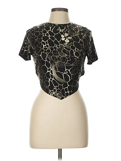 Pre-owned Papaya Short Sleeve Top Black Keyhole Neckline Tops