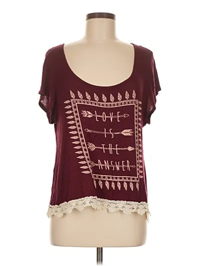 Pre-owned Papaya Short Sleeve Top Burgundy Sweetheart Neckline Tops