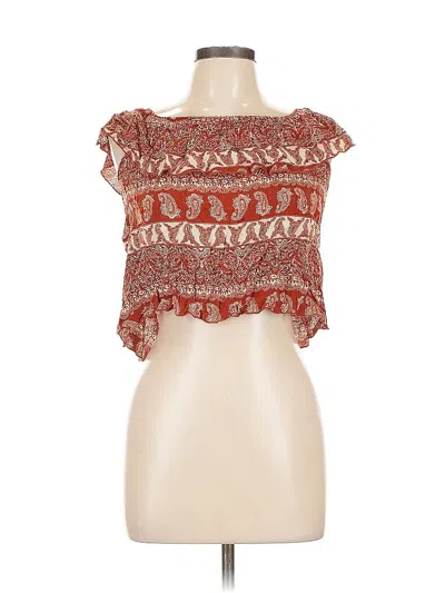 Pre-owned Papaya Short Sleeve Top Red Strapless Neckline Tops