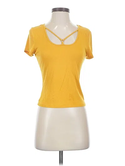 Pre-owned Papaya Short Sleeve Top Yellow Keyhole Neckline Tops