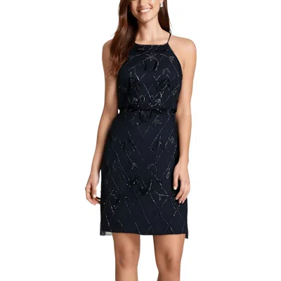 Papell Studio By Adrianna Papell Womens Embellished Mesh Cocktail And Party Dress In Multi