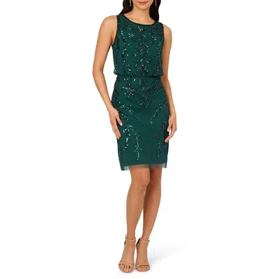 Papell Studio By Adrianna Papell Womens Sequined Polyester Cocktail And Party Dress In Green