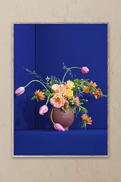 Paper Collective Blomst 01 Wall Art Print In Blue