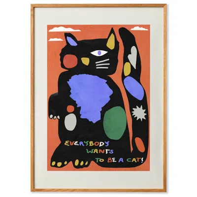 Paper Collective Red Be A Cat - Art Print - 30x40 Cm