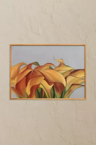 Paper Collective Yellow Flowers Wall Art Print In Orange