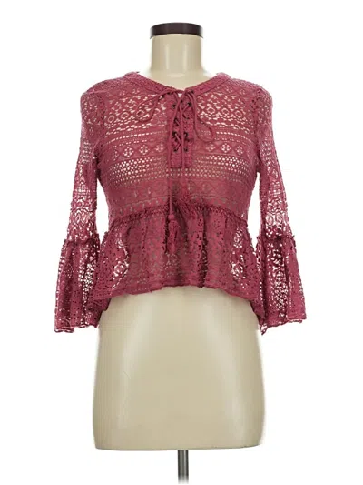Pre-owned Paper Crane 3/4 Sleeve Blouse In Burgundy